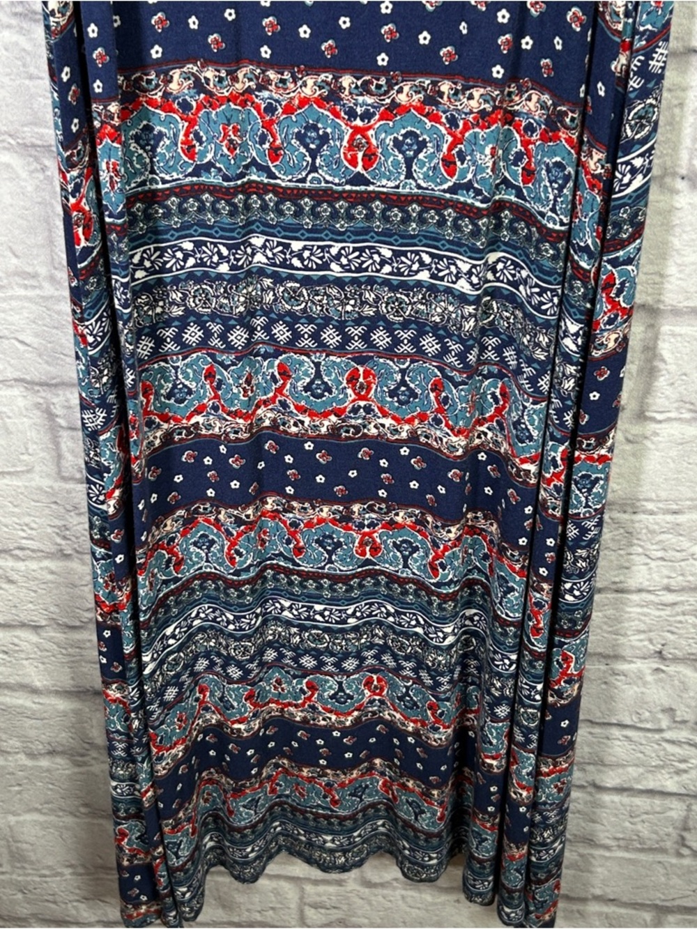 Boho‎ Navy and Red Printed Maxi Skirt - Picture 4 of 9